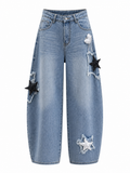 Audacious Star Patched Baggy Jeans