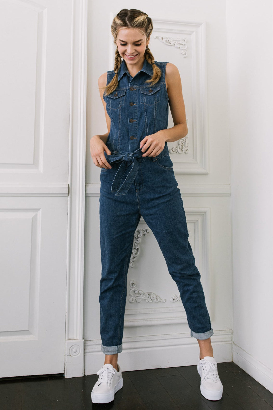 Sleeveless Denim Jumpsuit