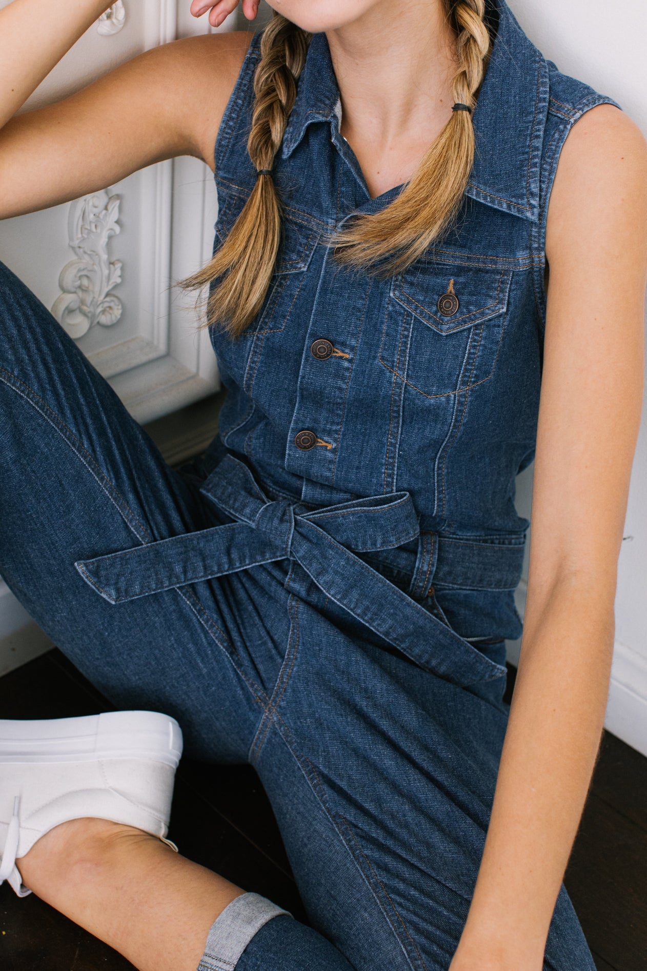 Sleeveless Denim Jumpsuit