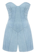 JENDUE Marvel Mini Denim Jumpsuit - Strapless & Chic